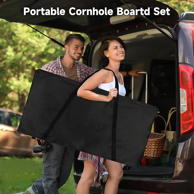 Cornhole Board Set 4x2 Regulation Size Cornhole Set with Carrying Bags & 8 Bean Bags Corn Hole Boards Bean Toss Game for Adults Family Outdoor Lawn Outside Backyard Games