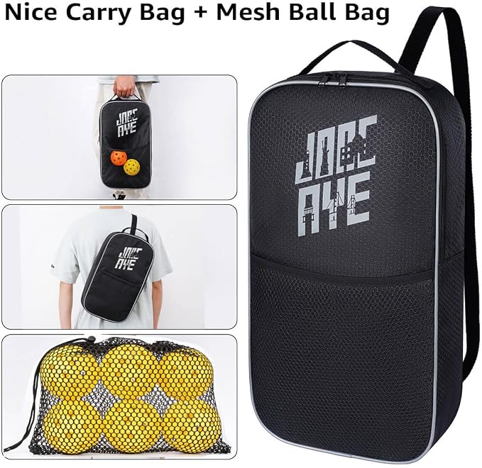 JoncAye Pickleball Paddles Set of 4 or 2, USAPA Approved Fiberglass Rackets with Outdoor Indoor Balls, Bag, Overgrip, Lightweight for Family, Professional Equipment for Beginners Intermediate