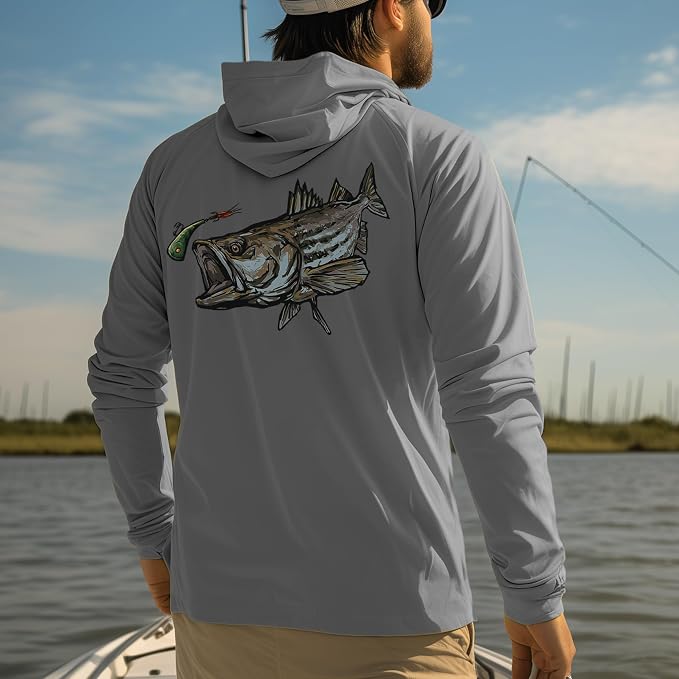 Palmyth Fishing Hoodie for Men Long Sleeve Sun Protection UV UPF 50+ Shirts | Hidden Zipper Pocket, Thumb Loops, Quick-Dry, Side Mesh Panels, Lens Cleaning Cloth, 4-Way Stretch