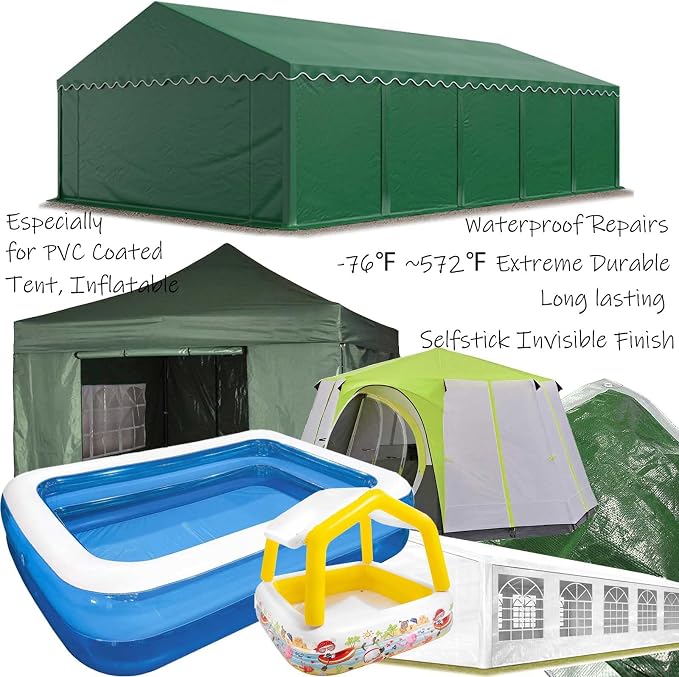 Waterproof Tent Repair Tape - Ultrastrong Sticky Clear Repair Tape, Fabric Repair Tape, Canvas Repair Tape, RV Awning Repair Tape, Seam Repair Tape, Boat Cover Repair Kit Etc.…