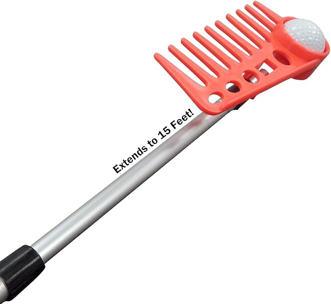 JP Lann 15 Foot 2-in-1 Combo Golf Ball Retriever (Rake Retriever and Pressure Fit)