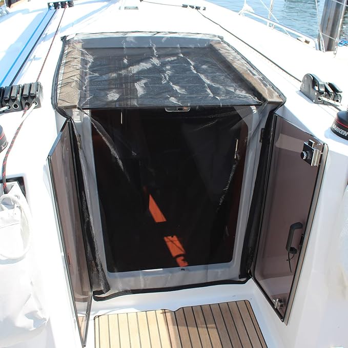 36" X 72" Mosquito net/Insect Screen for The Boat companionway by Sogeman | Fast Install Over The companionway. Stays in Place with Weighted Band.