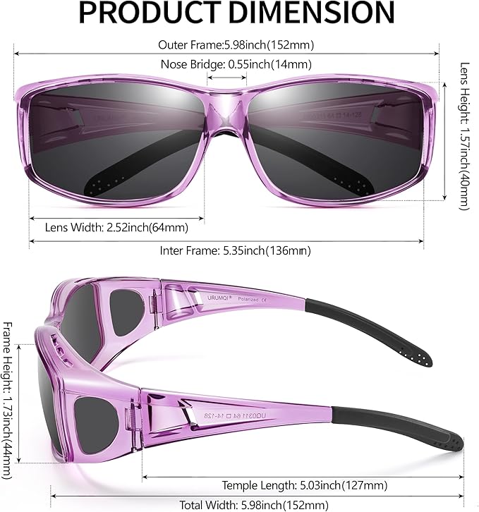 URUMQI Polarized Sunglasses Fit Over Glasses for Men Women, Wraparound Sun Glasses UV400 Protection for Driving Fishing