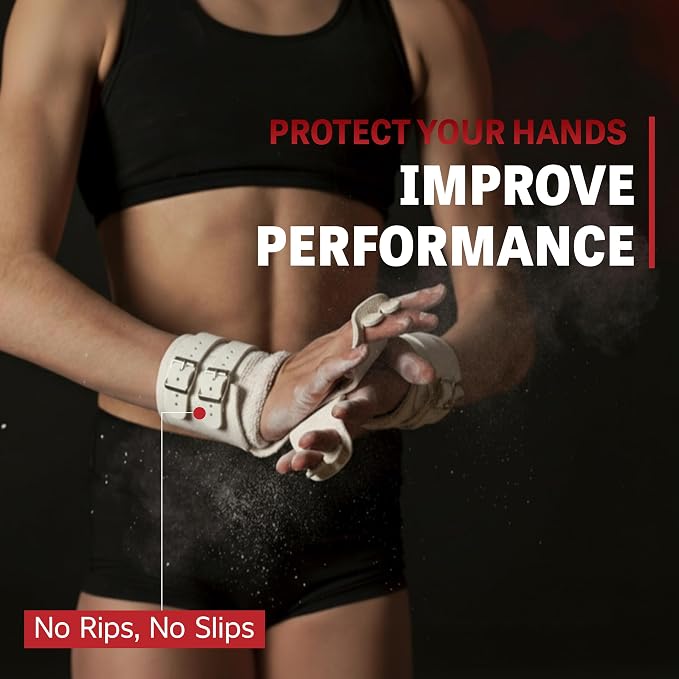 Reisport Protec Uneven Bar Gymnastics Grips for Women - Triple Strength Leather Hand Grips for Gymnastics Bars - Gymnastics Equipment & Accessories for Advanced Gymnasts