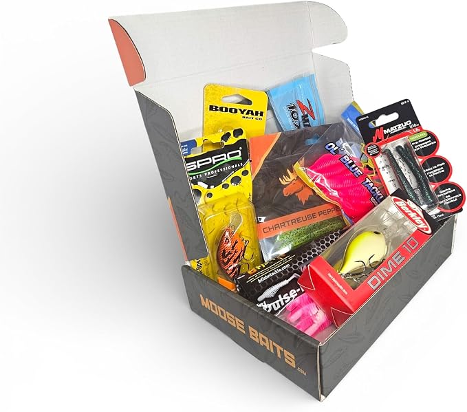 Moose Baits Bass Tackle Mystery Box- Bass Fishing Lures Kit - Lures for Largemouth & Smallmouth Bass - Fishing Gifts - No Subscription