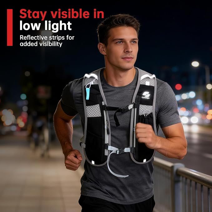 GymCope Running Vest for Women and Men, Lightweight Hydration Backpack with 500ml Soft Flask and 1.5 L Hydration Bladder, Running Hydration Vest for Marathon, Hiking, Trail and Road Running