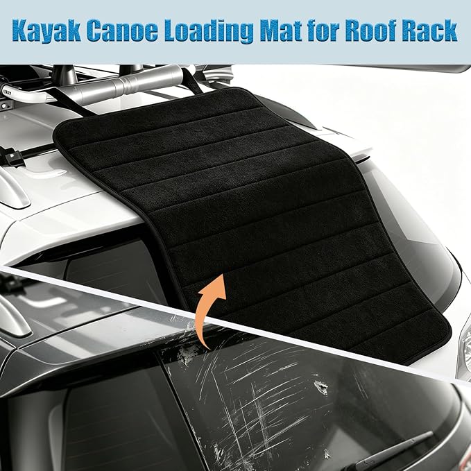 Outdoor Kayak Canoe Loading Mat for Roof Rack – Non-Skid Protective Pad | 1.Car Paint Protection Accessory 2.Slide Kayak Carrier Accessory Mat with Storage Bag 3.Outdoor Use Only