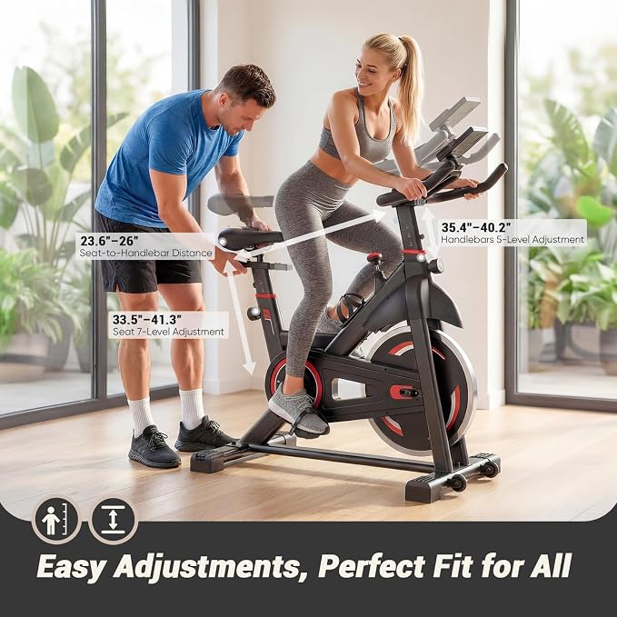 OLIXIS Exercise Bike with APP Control, Brake Pad Stationary Bikes with Quiet Magnetic Resistance, Indoor Cycling Spin Workout Bike with 300.0 lbs Weight Capacity,Orange/Red/Blue