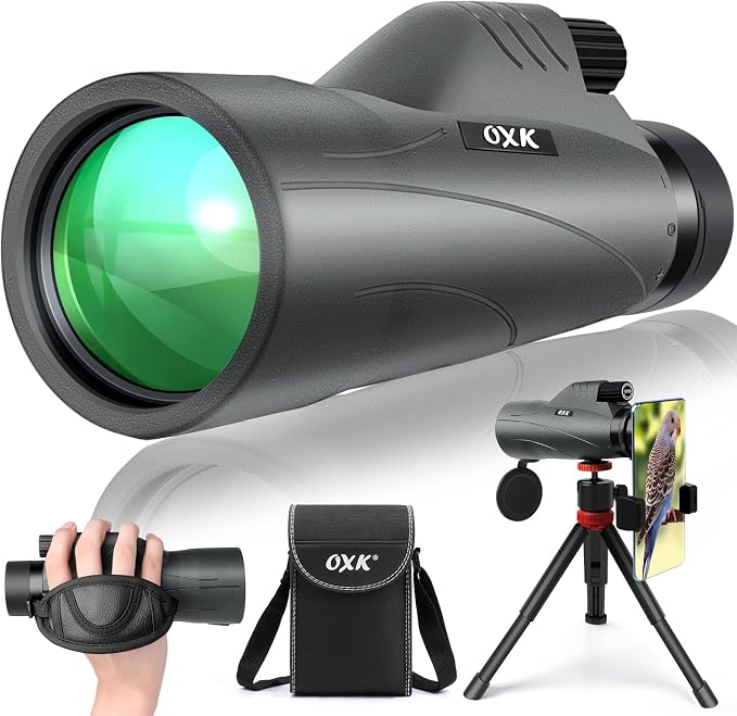 12x56 High Power Monocular Telescope with Smartphone Adapter Tripod Travel Bag, Larger Vision Monoculars for Adults with BAK4 Prism & FMC Lens, Suitable for Bird Watching Hunting Hiking Camping