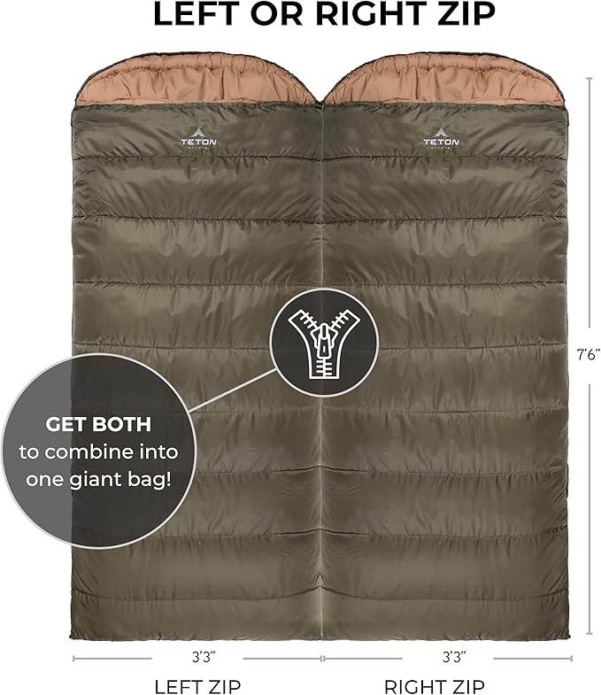 Teton Celsius XXL Sleeping Bag, Cold Weather Sleeping Bags for Adults and Kids, Camping Made Easy and Warm. Compression Sack Included