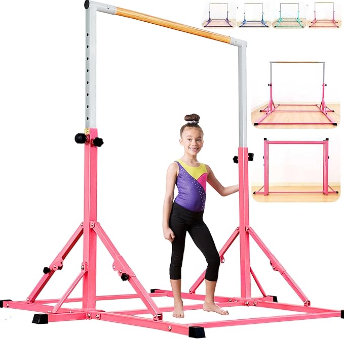 Marfula Gymnastic Bar For Kid and Teenage of 3-25, 5Ft/8 FT Base Length 4Ft Width 5Ft Adjust Height, Gymnastic Kip Bar For Gymnast, Gymnastic Training Equipment For Professional Training Home Club Use