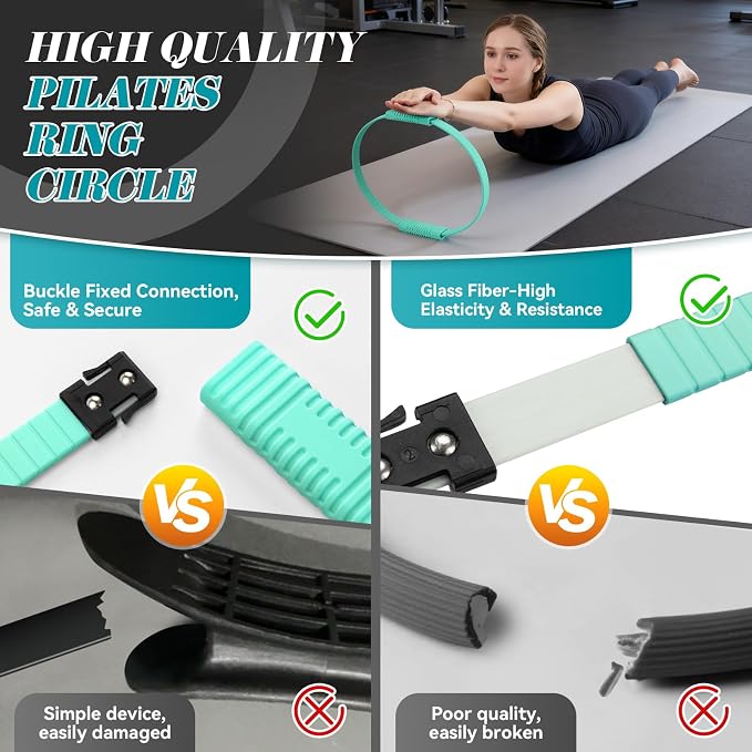 SUBCULTUREPICK Pilates Ring, Silicone Magic Pilates Rings, Lightweight & Durable Flexible Fitness Circle Exercise Equipment for Toning Arms, Thighs,Legs, Core,Yoga & Physical Therapy