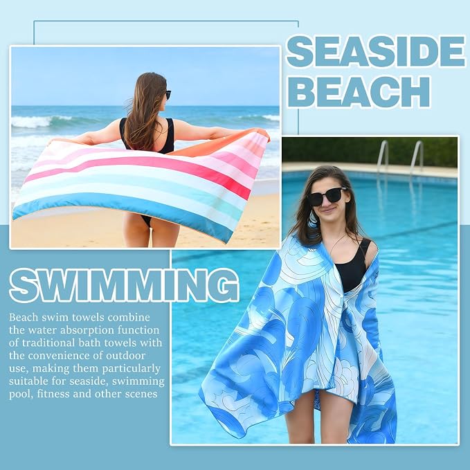 2 Pack Microfiber Beach Towel 71"x32" Quick Dry Sand Free and Absorbent Suitable for Beach Swimming Pool Vacation Travel and Camping