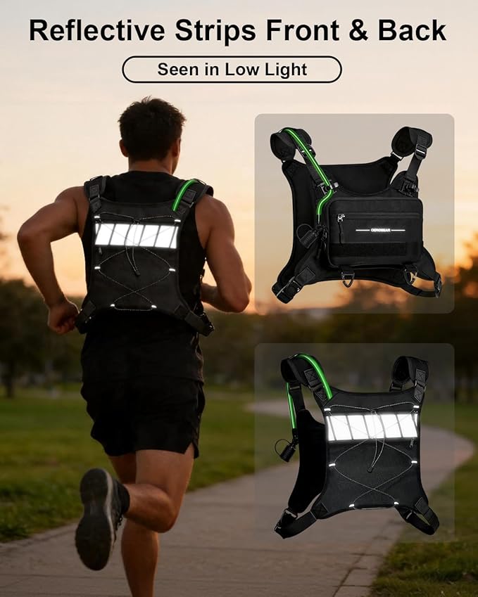 CEROBEAR Hydration Backpack Running Vest - Reflective Running Chest Pack with 2L TPU Water Bladder, Lightweight Breathable Water Backpack for Men Women, Ideal for Hiking Cycling Marathon