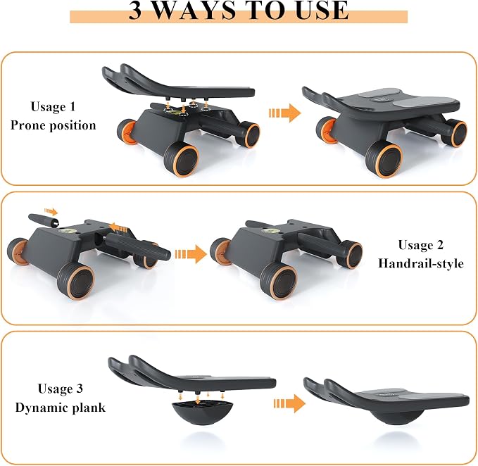 Ab Roller with Elbow Support,Exercise Roller Wheels with 4 Wheels | Abs Exercise Roller Abdominal Training with Knee Pad for Home Gym