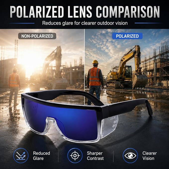Polarized Safety Sunglasses UV400 Protection ANSI Z87.1 Certified