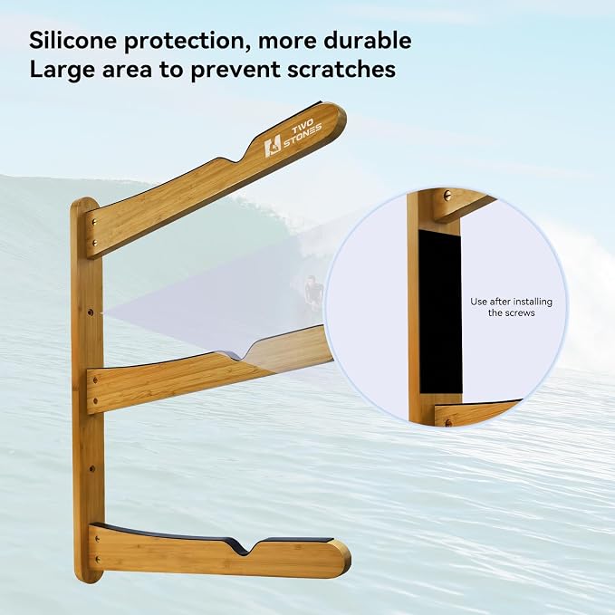 TWO STONES Surfboard Racks for The Wall, Surfboard Rack Hanger Works as a Shortboard, Skimboard & Longboard Hanger or Stand (CJ-OT2202)