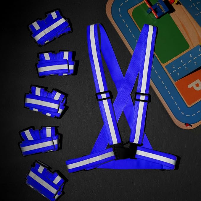 Hercicy 20 Pcs Reflective Vest High Visibility Safety Vests, Adjustable Running Gear Straps Lightweight Reflector for Construction (Blue)