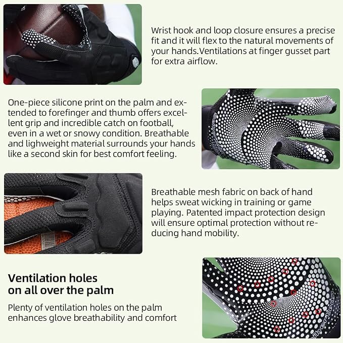 Seibertron Pro 3.0 Twelve Constellations Elite Ultra-Stick Football Receiver Gloves | Super Sticky Grip for Youth Kids Boys 8-12 Girls & Adult Men & Women, Perfect Sports Gift