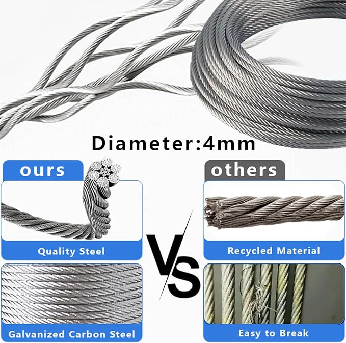 Heavy Duty Batting Cage Netting Wire Tension Kit Inflatable Batting Cage Cable Kit Net Hanging Kits Batting Cage Frame Kit for Home Backyard Outdoor Baseball and Softball Batting Cage