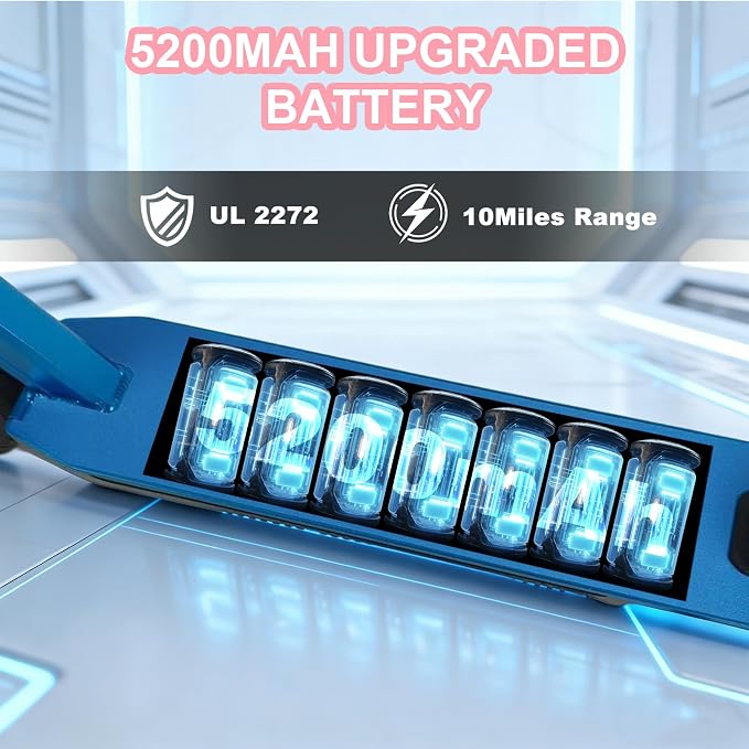 Electric Scooter for Kids Ages 8-15,180W Motor,11 MPH Max Speed & 15 Miles,Adjustable Height & Speed,Colorful Lights,LED Display,UL2272,Foldable Kids Electric Scooter 155 Lbs Max Load