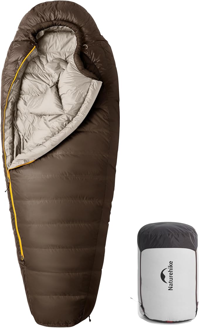 Naturehike 0 Degree RDS Down Mummy Sleeping Bag for Adults, 650 Fill Power, Cold Weather Backpacking Sleeping Bag for Camping, Hiking, -1℉ 18℉ 30℉, YKK Zipper