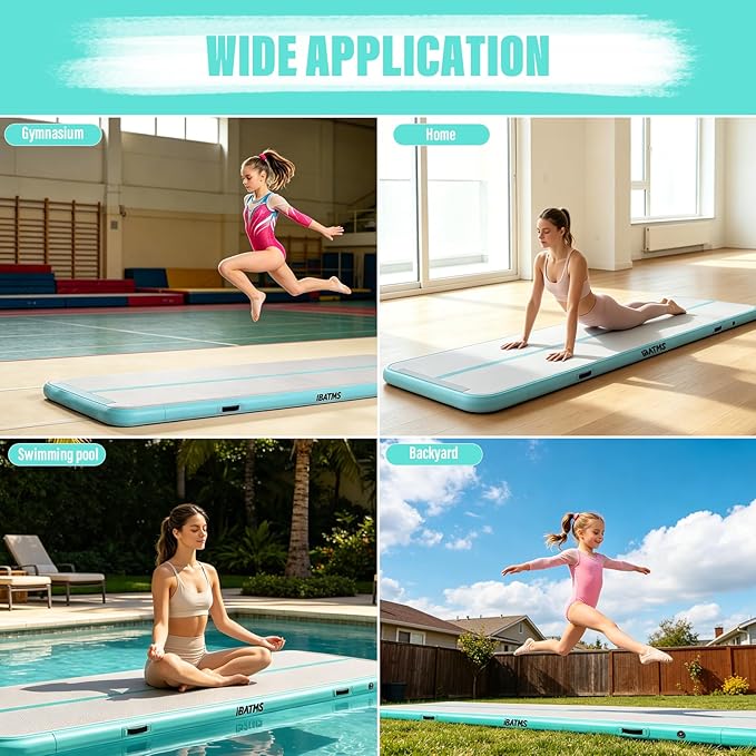 IBATMS Air Tumbling Mat Track 10/13/16/20ft, Inflatable Gymnastics Mat