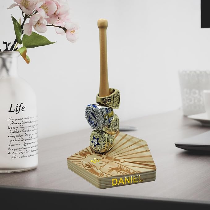 Baseball Ring Holder Championship Ring Display Case Sports Softball Ring Holder Display Stand Baseball Gifts for Men - Player Pattern