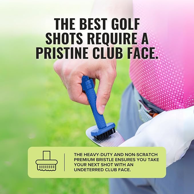 Magnetic Golf Club Brush - Detachable - Premium Nylon Bristles - Golf Bag Accessory - Golf Club Cleaner - Golf Tool