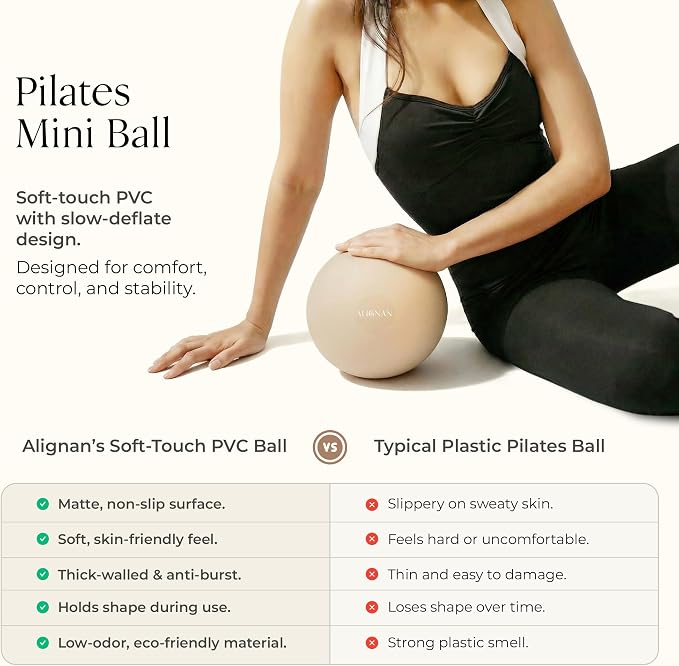 Pilates Kit for Home Workouts with 14” Pilates Ring Pilates 8” Mini Ball with and 3 Booty Bands Set, Pilates Essentials Kit for Women with Guided Workout Video, Home Pilates Equipment.(Beige)