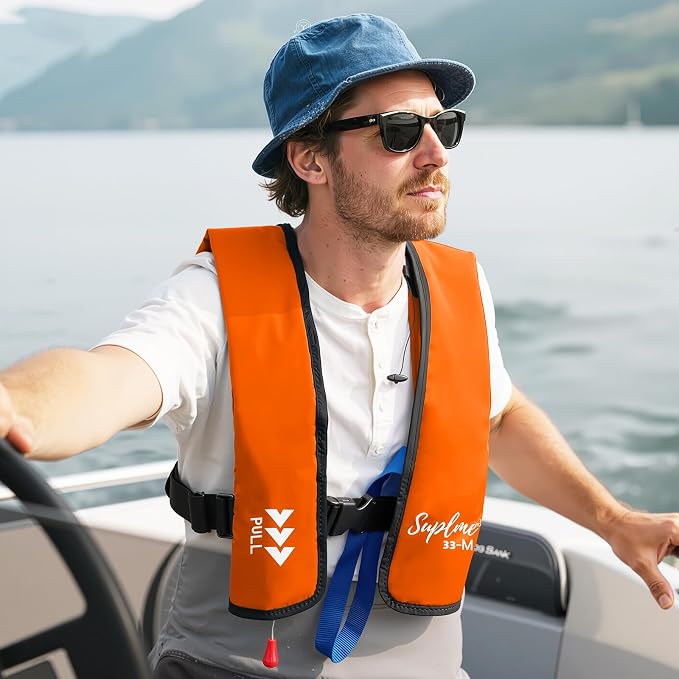Adult Inflatable Life Jacket/Kayak Buoyancy Vest | Fishing Sailboat PFD Thin Weight Suitable for up to 330 pounds