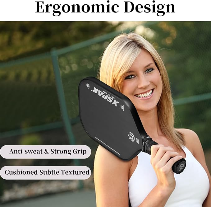 Carbon Fiber Pickleball Paddle - Tournament Edition - World Champion Surface Technology Options Pickleball Racket - USAPA Polypropylene Honeycomb Paddle with Cushion Comfort Grip