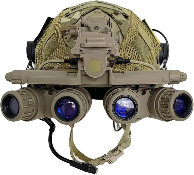 GPNVG 18 Night Vision Goggles Dummy Model with NVG Mount for PVS15/PVS18, Four-Tube Binocular Night Vision for Tactical Helmet NVG Mount, Cosplay Prop, CS Game,No Function (Tan)