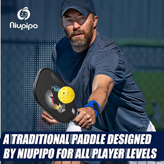 niupipo Pickleball Paddles Set of 2/4/1, USAPA Approved Carbon Fiber & Fiberglass Hybrid, Easy Power, Polypropylene Honeycomb Core, Cushioned 4.72" Grip, Bag/Cover, Pickleball Paddle Set for Men Women