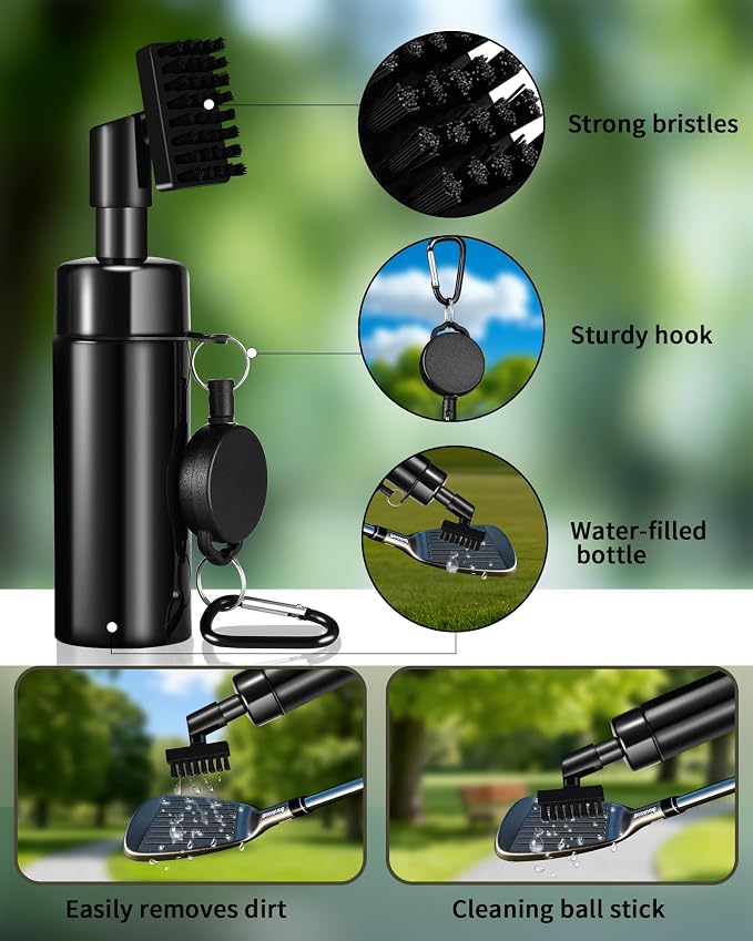 Golf Essentials Kit | Must Have Golf Accessories - Golf Water Brush, Golf Towel, Golf Club Brush, Golf Ball Marker, Divot Repair Tool