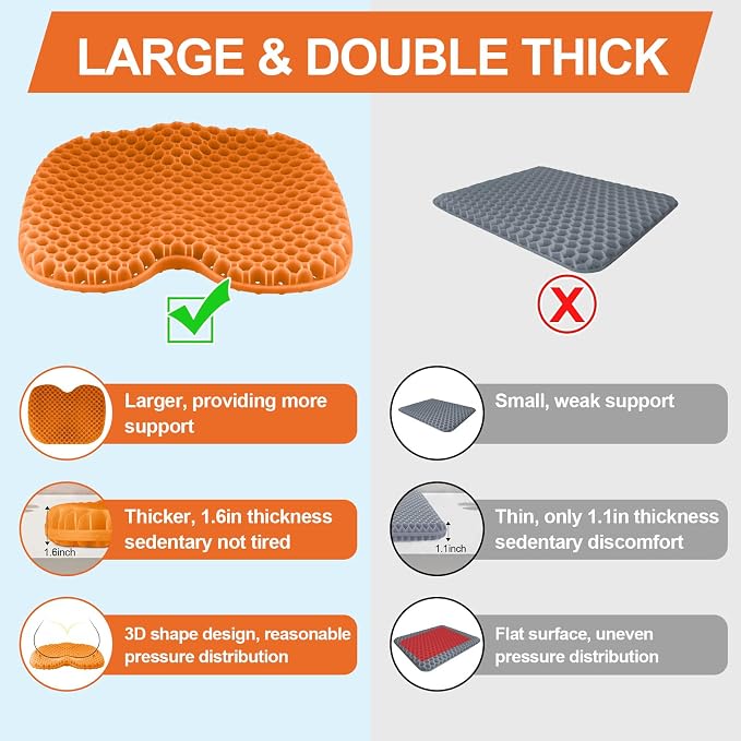 Anti Slip Kayak Seat Cushion,Thick Waterproof Seat Cushion Kayak Gel Seat Pad With Non-Slip Cover For Sit In Kayak Inflatable Kayak Canoe & Boat Kayak Accessories For Fishing Water Sports Outdoors