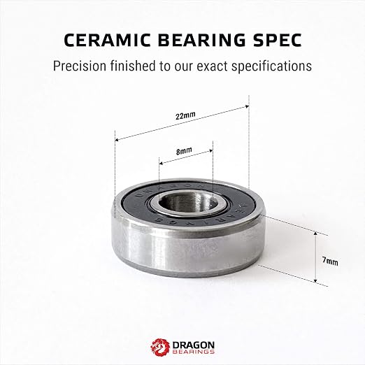 Dragon Roller Skate Bearings 16 Pack - High Performance Inline Skate Bearings - Guaranteed for Life (Ceramic)