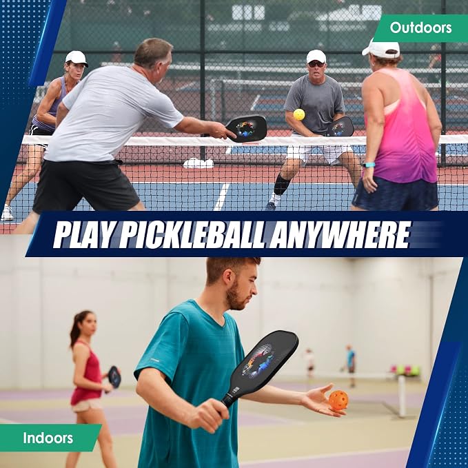 niupipo Pickleball Paddles Set of 2/4/1, USAPA Approved Carbon Fiber & Fiberglass Hybrid, Easy Power, Polypropylene Honeycomb Core, Cushioned 4.72" Grip, Bag/Cover, Pickleball Paddle Set for Men Women