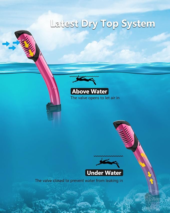 Snorkeling Gear for Adults 2-Pack | Anti-Fog & Anti-Leak Snorkeling Mask | Breath-Free Dry Snorkel | 180° Panoramic View with Quick-Dry Bags