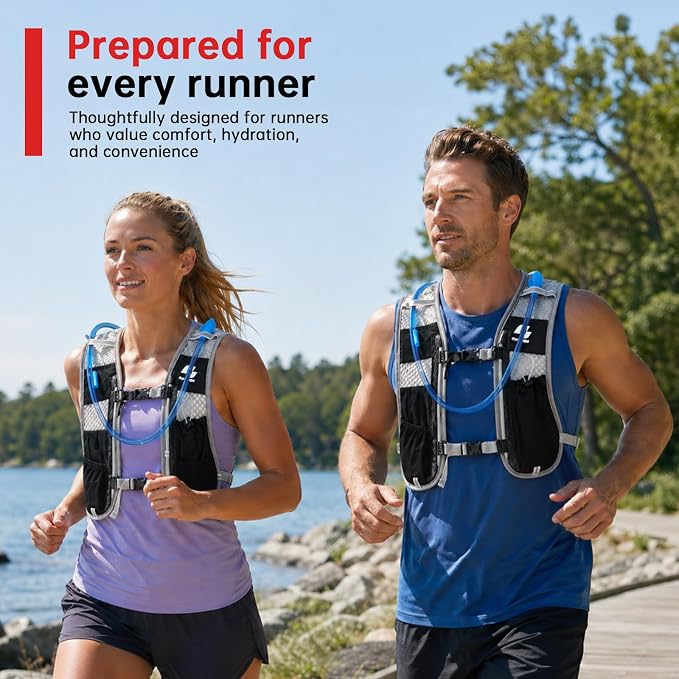 GymCope Running Vest for Women and Men, Lightweight Hydration Backpack with 500ml Soft Flask and 1.5 L Hydration Bladder, Running Hydration Vest for Marathon, Hiking, Trail and Road Running