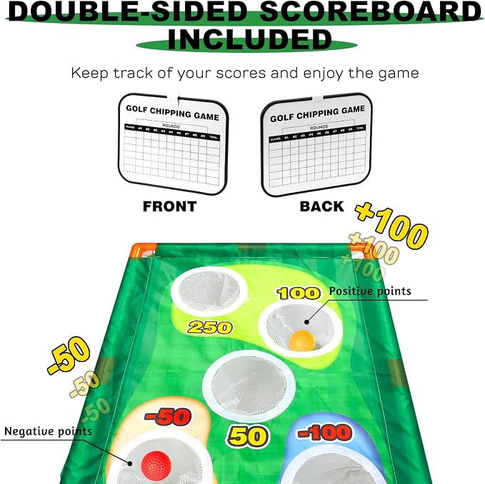 TOY Life Golf Cornhole Game Golf Corn Hole Set Chipping Golf Game Adults Kids Backyard Golf Game Golf Yard Corn Hole Game Golf Training Equipment Chipping Outdoor Indoor Golf (NO Club Included)