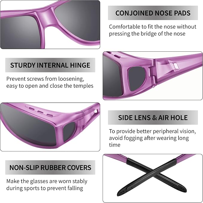 URUMQI Polarized Sunglasses Fit Over Glasses for Men Women, Wraparound Sun Glasses UV400 Protection for Driving Fishing