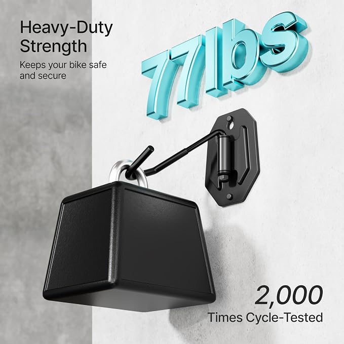 PEGZONE Swivel Bike Wall Mount, Heavy Duty Vertical Bike Rack with Fixed Hooks for Garage Storage, Wall Mounted Bicycle Hangers Holds up to 77 lbs for Indoor, 1 Pack