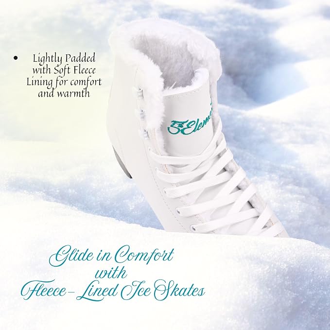 5th Element Grace Ice Skates for Women - Comfortable Figure Skates with Velvety Soft Tricot/Fleece-Lining - Stylish Women's Ice Skating Shoes