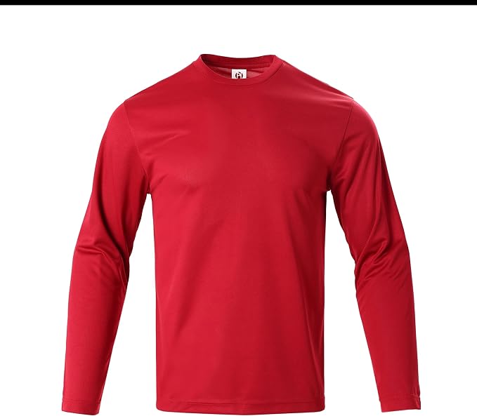 Mens Long Sleeve T-Shirts Casual Crew Neck Tee Shirt Summer Soft Running Swimming Cycling Fishing Tops