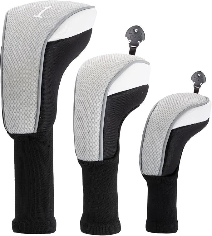 Golf Club Head Cover for Driver Fairway Hybrid 3 Pcs Woods Headcovers, Golf Accessories Head Covers Set with Interchangeable No. Tags 3 4 5 7 X Golf Accessories for Men Women