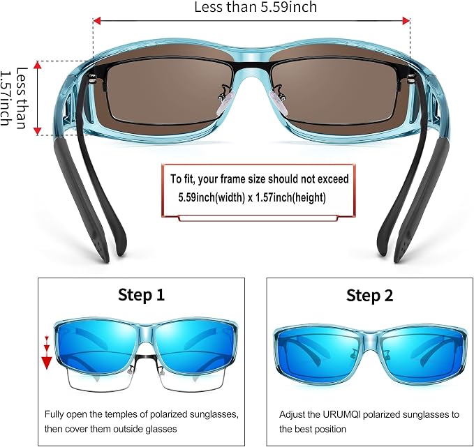 URUMQI Polarized Sunglasses Fit Over Glasses for Men Women, Wraparound Sun Glasses UV400 Protection for Driving Fishing