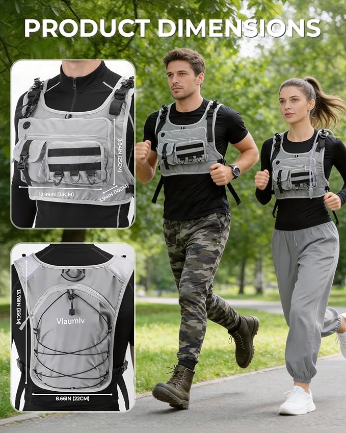 Hydration Backpack with 2L Water Bladder, Lightweight Running Vest for Women Men, 6L Breathable Adjustable Water Backpack with Reflective Strips for Hiking, Cycling, Marathon