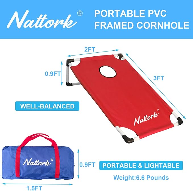 Portable Cornhole Set with 2 Collapsible Cornhole Boards, 8 Cornhole Bean Bags and Carrying Case for Yard Toss Game, Indoor Outdoor Camping Games for Family Parties (3 x 2-feet)