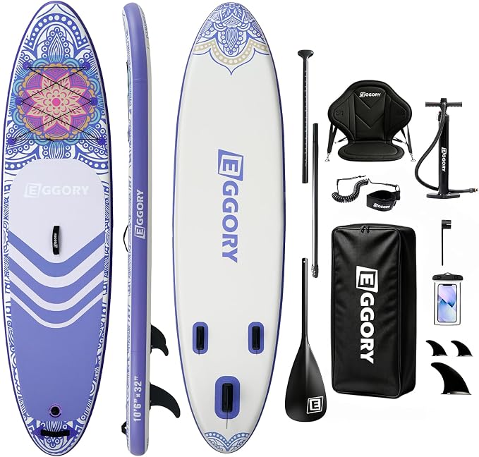 Inflatable Paddle Board,Stand Up Paddle Board Set, Extra Wide SUP Board with Removable Fin, Floating Paddle, Hand Pump, Waterproof Phone Pouch,Traveling Board